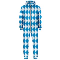 Oktoberfest Bavarian Blue And White Large Diagonal Diamond Pattern Hooded Jumpsuit (men)  by PodArtist