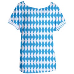 Oktoberfest Bavarian Blue And White Large Diagonal Diamond Pattern Women s Oversized Tee by PodArtist