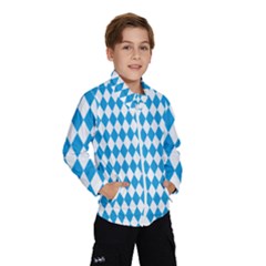 Oktoberfest Bavarian Blue And White Large Diagonal Diamond Pattern Windbreaker (kids) by PodArtist