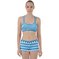 Oktoberfest Bavarian Blue And White Large Diagonal Diamond Pattern Perfect Fit Gym Set by PodArtist