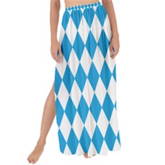 Oktoberfest Bavarian Blue And White Large Diagonal Diamond Pattern Maxi Chiffon Tie-up Sarong by PodArtist