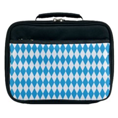 Oktoberfest Bavarian Blue And White Large Diagonal Diamond Pattern Lunch Bag by PodArtist