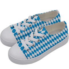 Oktoberfest Bavarian Blue And White Large Diagonal Diamond Pattern Kids  Low Top Canvas Sneakers by PodArtist