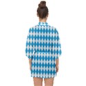 Oktoberfest Bavarian Blue and White Large Diagonal Diamond Pattern Half Sleeve Chiffon Kimono View2