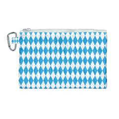 Oktoberfest Bavarian Blue And White Large Diagonal Diamond Pattern Canvas Cosmetic Bag (large) by PodArtist