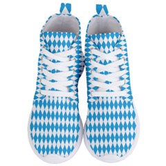 Oktoberfest Bavarian Blue And White Large Diagonal Diamond Pattern Women s Lightweight High Top Sneakers by PodArtist