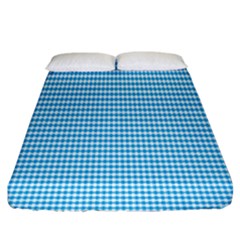 Oktoberfest Bavarian Blue And White Small Diagonal Diamond Pattern Fitted Sheet (king Size) by PodArtist