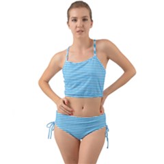 Oktoberfest Bavarian Blue And White Small Diagonal Diamond Pattern Mini Tank Bikini Set by PodArtist