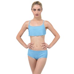 Oktoberfest Bavarian Blue And White Small Diagonal Diamond Pattern Layered Top Bikini Set by PodArtist