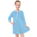 Oktoberfest Bavarian Blue and White Small Diagonal Diamond Pattern Kids  Quarter Sleeve Shirt Dress View1