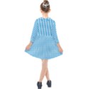 Oktoberfest Bavarian Blue and White Small Diagonal Diamond Pattern Kids  Quarter Sleeve Shirt Dress View2