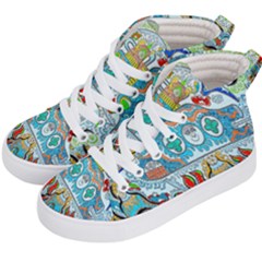 Supersonic Cosmic Submarine Kid s Hi-top Skate Sneakers by chellerayartisans