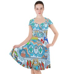 Supersonic Cosmic Submarine Cap Sleeve Midi Dress