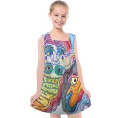 Watercolor Mermaid Kids  Cross Back Dress