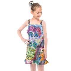 Watercolor Mermaid Kids  Overall Dress