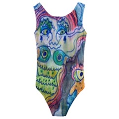 Watercolor Mermaid Kids  Cut-out Back One Piece Swimsuit