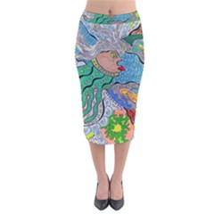 Universe Angel Velvet Midi Pencil Skirt by chellerayartisans