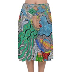 Universe Angel Velvet Flared Midi Skirt by chellerayartisans