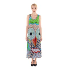 Cosmic Owl Sleeveless Maxi Dress