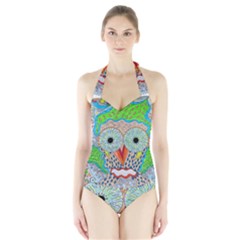 Cosmic Owl Halter Swimsuit by chellerayartisans