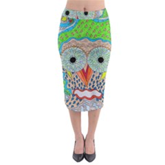 Cosmic Owl Midi Pencil Skirt