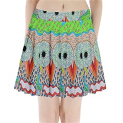 Cosmic Owl Pleated Mini Skirt