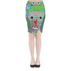 Cosmic Owl Midi Wrap Pencil Skirt