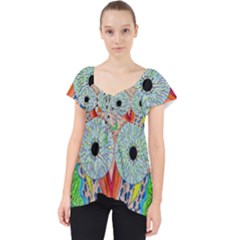 Cosmic Owl Lace Front Dolly Top