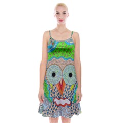 Cosmic Owl Spaghetti Strap Velvet Dress