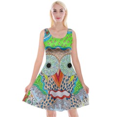 Cosmic Owl Reversible Velvet Sleeveless Dress