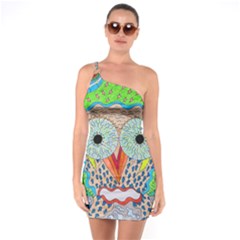 Cosmic Owl One Soulder Bodycon Dress by chellerayartisans