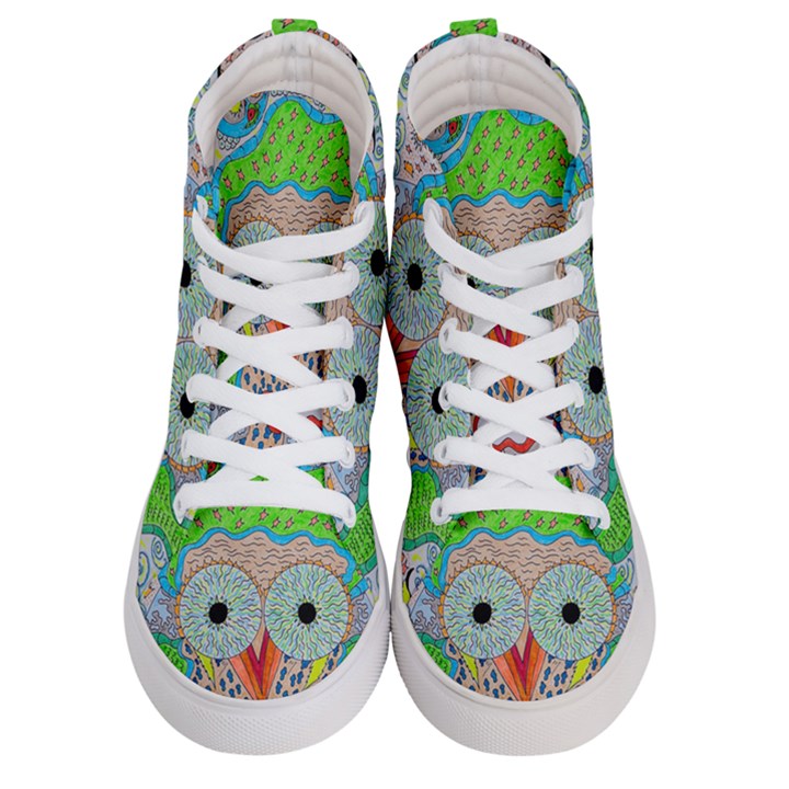 Cosmic Owl Men s Hi-Top Skate Sneakers