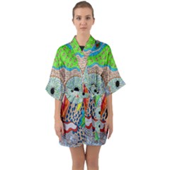 Cosmic Owl Quarter Sleeve Kimono Robe by chellerayartisans