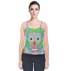 Cosmic Owl Velvet Spaghetti Strap Top