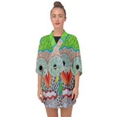 Cosmic Owl Half Sleeve Chiffon Kimono