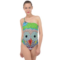 Cosmic Owl Classic One Shoulder Swimsuit