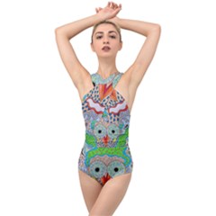 Cosmic Owl Cross Front Low Back Swimsuit