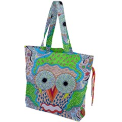 Cosmic Owl Drawstring Tote Bag