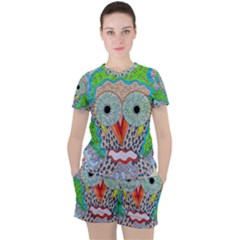 Cosmic Owl Women s Tee And Shorts Set