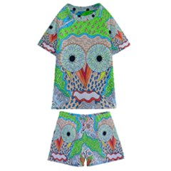 Cosmic Owl Kids  Swim Tee And Shorts Set by chellerayartisans