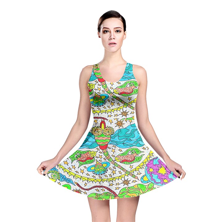 Cosmic Dragonflies Reversible Skater Dress