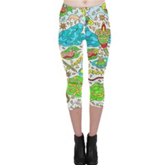 Cosmic Dragonflies Capri Leggings  by chellerayartisans