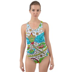 Cosmic Dragonflies Cut-out Back One Piece Swimsuit by chellerayartisans