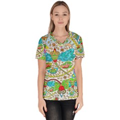 Cosmic Dragonflies Women s V-neck Scrub Top by chellerayartisans