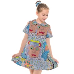 Cosmic Moon Angel Kids  Short Sleeve Shirt Dress by chellerayartisans