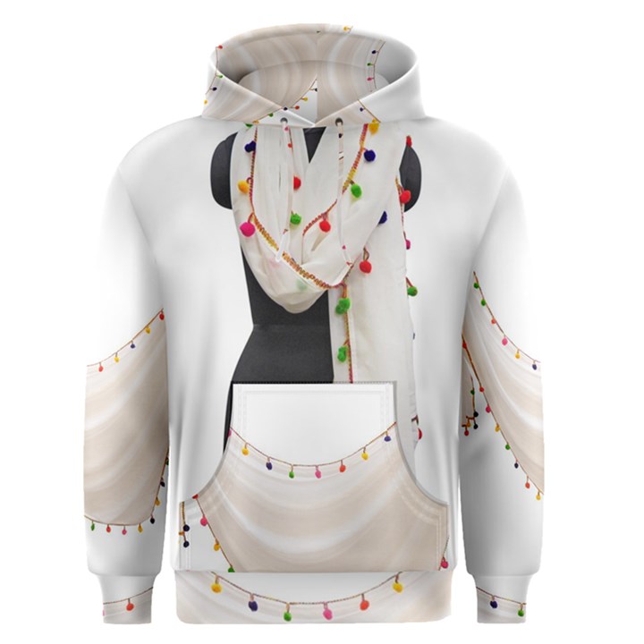 Indiahandycrfats women Fashion White Dupatta with Multicolour Pompom all four sides for Girls/women Men s Pullover Hoodie