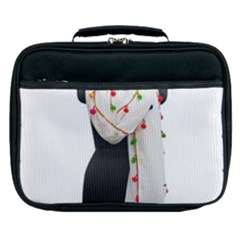 Indiahandycrfats Women Fashion White Dupatta With Multicolour Pompom All Four Sides For Girls/women Lunch Bag