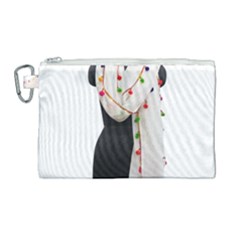 Indiahandycrfats Women Fashion White Dupatta With Multicolour Pompom All Four Sides For Girls/women Canvas Cosmetic Bag (large) by Indianhandycrafts