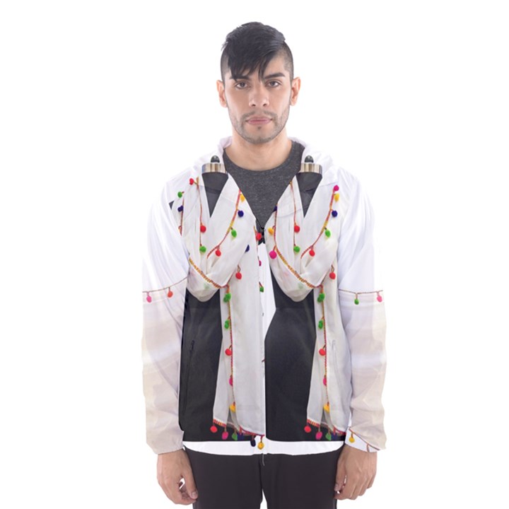 Indiahandycrfats women Fashion White Dupatta with Multicolour Pompom all four sides for Girls/women Hooded Windbreaker (Men)