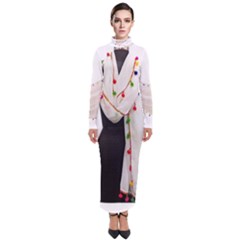 Indiahandycrfats Women Fashion White Dupatta With Multicolour Pompom All Four Sides For Girls/women Turtleneck Maxi Dress by Indianhandycrafts